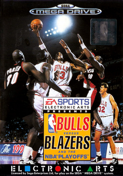 Pochette Bulls versus Blazers and the NBA Playoffs version Megadrive