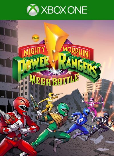 Pochette Mighty Morphin Power Rangers Mega Battle version Xbox One