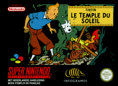 Pochette Tintin : le temple du soleil version Super Nintendo