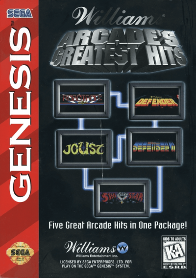 Pochette Williams Arcade's Greatest Hits version Megadrive